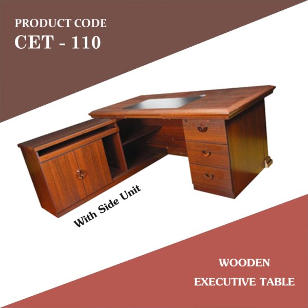 Laminated Executive Table with Side Unit