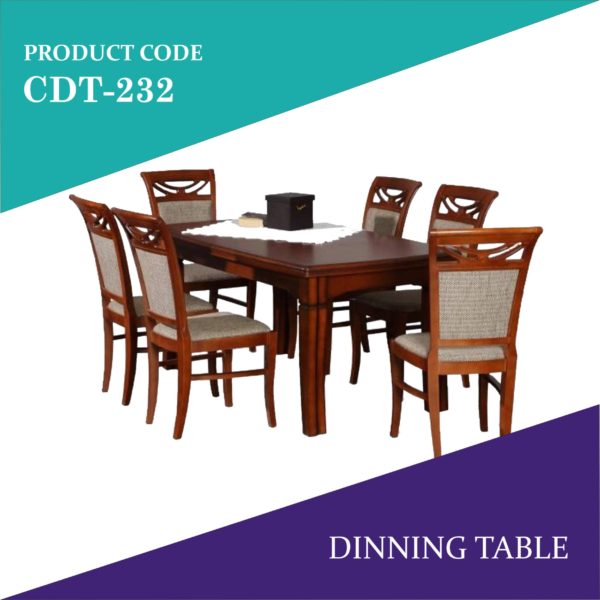 Wooden Dining table with Six Chairs